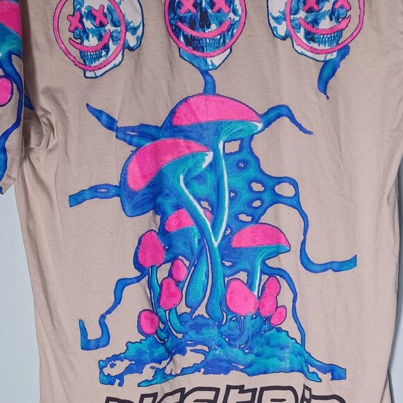 Fresh Laundry Graphic T-Shirt Mens Medium Mushrooms Skulls Rave Tee Trippy - Picture 2 of 11